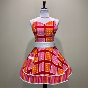Red, pink, orange retro style apron